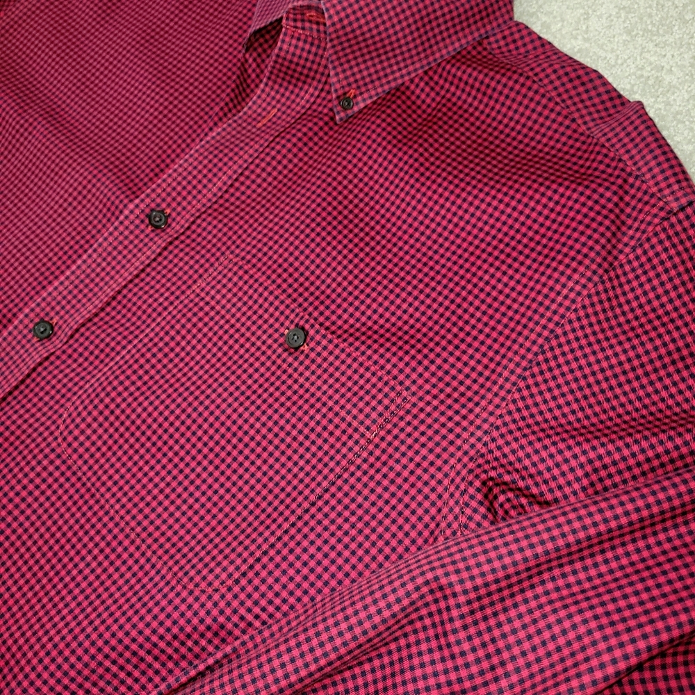 Orvis Gingham Check Long Sleeve Shirt Mens XL Button Down Collar Red Black